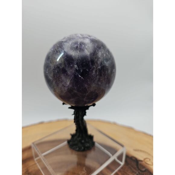 Amethyst Sphere .82lb 65mm W/Dragon Stand - Picture 5 of 12